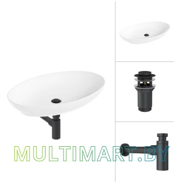 Умывальник Lauter 21571 (клапан 21190B + сифон 21635B, черный матовый)